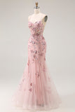 Vestido de Baile Longo, Espartilho Sereia Blush com Mingas, Vestido de Baile Plus Size e Lantejoulas