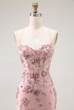Blush Sereia Corset Appliqued Long Prom Dress with Beading