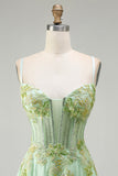Corset cor-de-rosa Linha A, lantejoulas aplicadas, vestido de baile comprido com renda nas costas