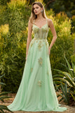 Espartilho verde com missangas, renda nas costas, vestido de baile comprido com lantejoulas