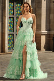 Purple Sweetheart A Line Corset Vestido de Baile Longo com Folhos e Lantejoulas