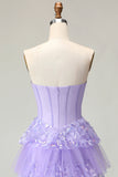 Verde Uma Linha Querida Corset Tiered Ruffled Long Prom Dress com Sequins