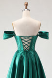Vestido de Baile de Finalistas Longo com Espartilhos Roxos Com Missangas Caídas