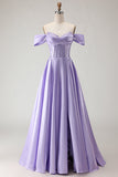 Vestido de Baile de Finalistas com Espartilho Verde Escuro Ombro Descoberto, Vestido de Baile Longo com Fenda