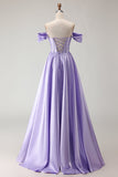 Vestido de Baile de Finalistas com Espartilho Verde Escuro Ombro Descoberto, Vestido de Baile Longo com Fenda