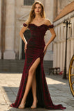 Vestido de Baile de Finalista Preto Corsete Vermelho Ombro Descoberto