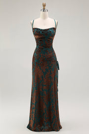 Vestido de Baile Longo com Alças Finas em Verde Escuro