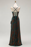 Vestido de Baile Longo com Alças Finas em Verde Escuro