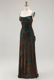 Vestido de Baile Longo com Alças Finas em Verde Escuro