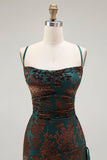 Vestido de Baile Longo com Alças Finas em Verde Escuro