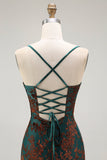 Vestido de Baile Longo com Alças Finas em Verde Escuro