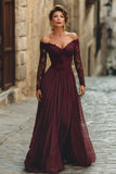 Vestido Comprido Sem Alças em Linha-A cor Cabernet para Mãe da Noiva