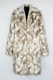 Grey Faux Fur Notched Lapela Long Winter Casaco Masculino