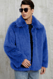 Preto Fofo Faux Fur Curto Casaco Masculino de inverno