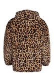 Café Leopard Faux Fur Homens Casaco de inverno com Bolsos