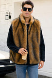 Cinza claro Faux Fur Winter Colete Masculino
