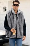 Cinza claro Faux Fur Winter Colete Masculino