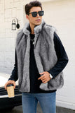 Cinza claro Faux Fur Winter Colete Masculino
