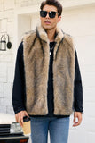 Cinza claro Faux Fur Winter Colete Masculino