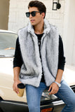 Cinza claro Faux Fur Winter Colete Masculino
