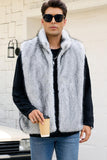 Cinza claro Faux Fur Winter Colete Masculino