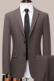 Café Notched Lapela Singel peito Slim Fit Terno