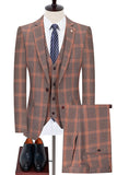 Blue Notched Lapel Slim Fit xadrez homens ternos
