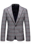 Homens Cinzento Xadrez Pico Lapela 3 Peças Prom Suits