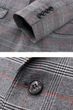 Homens Cinzento Xadrez Pico Lapela 3 Peças Prom Suits