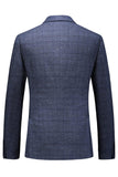 Homens Azul Escuro Plaid Notched Lapela 3 Peças Prom Suits
