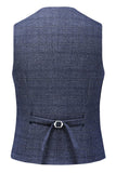 Homens Azul Escuro Plaid Notched Lapela 3 Peças Prom Suits