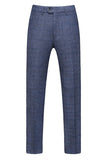 Homens Azul Escuro Plaid Notched Lapela 3 Peças Prom Suits