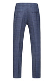Homens Azul Escuro Plaid Notched Lapela 3 Peças Prom Suits
