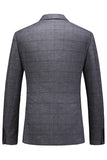 Homens Azul Escuro Plaid Notched Lapela 3 Peças Prom Suits