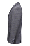 Homens Azul Escuro Plaid Notched Lapela 3 Peças Prom Suits