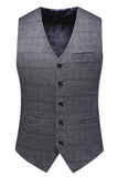Homens Azul Escuro Plaid Notched Lapela 3 Peças Prom Suits
