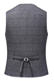 Homens Azul Escuro Plaid Notched Lapela 3 Peças Prom Suits