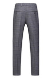 Homens Azul Escuro Plaid Notched Lapela 3 Peças Prom Suits