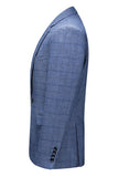 Homens Azul Escuro Plaid Notched Lapela 3 Peças Prom Suits