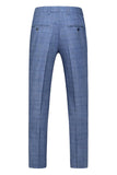 Homens Azul Escuro Plaid Notched Lapela 3 Peças Prom Suits