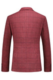 Homens Azul Escuro Plaid Notched Lapela 3 Peças Prom Suits