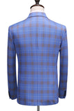Blue Plaid Pico Lapela 2 Peças Prom Suits