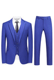 Homens Violeta Single Peito Notched Lapela 3 Peças Prom Suits