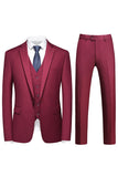 Homens Violeta Single Peito Notched Lapela 3 Peças Prom Suits