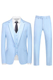 Homens Violeta Single Peito Notched Lapela 3 Peças Prom Suits
