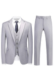 Homens Violeta Single Peito Notched Lapela 3 Peças Prom Suits