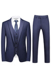 Homens Violeta Single Peito Notched Lapela 3 Peças Prom Suits