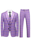 Lapela listrada violeta masculina 3 peças ternos de baile