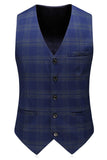 Homens Blue Striped Peaked Lapela 3 Peças Prom Suits