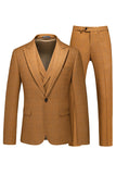 Caramelo Peaked Lapela 3 Peças Fatos de Baile de Formatura Masculino